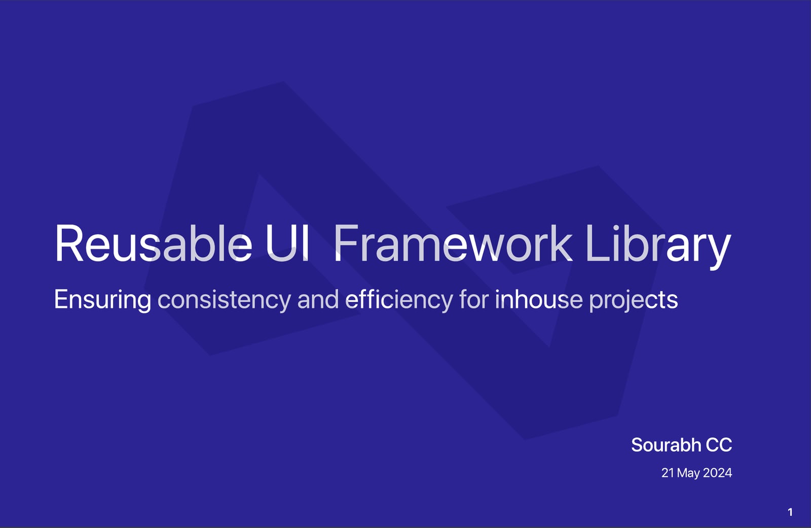 Title: Reusable UI Framework Library - ensuring consistency and efficiency for in-house projects