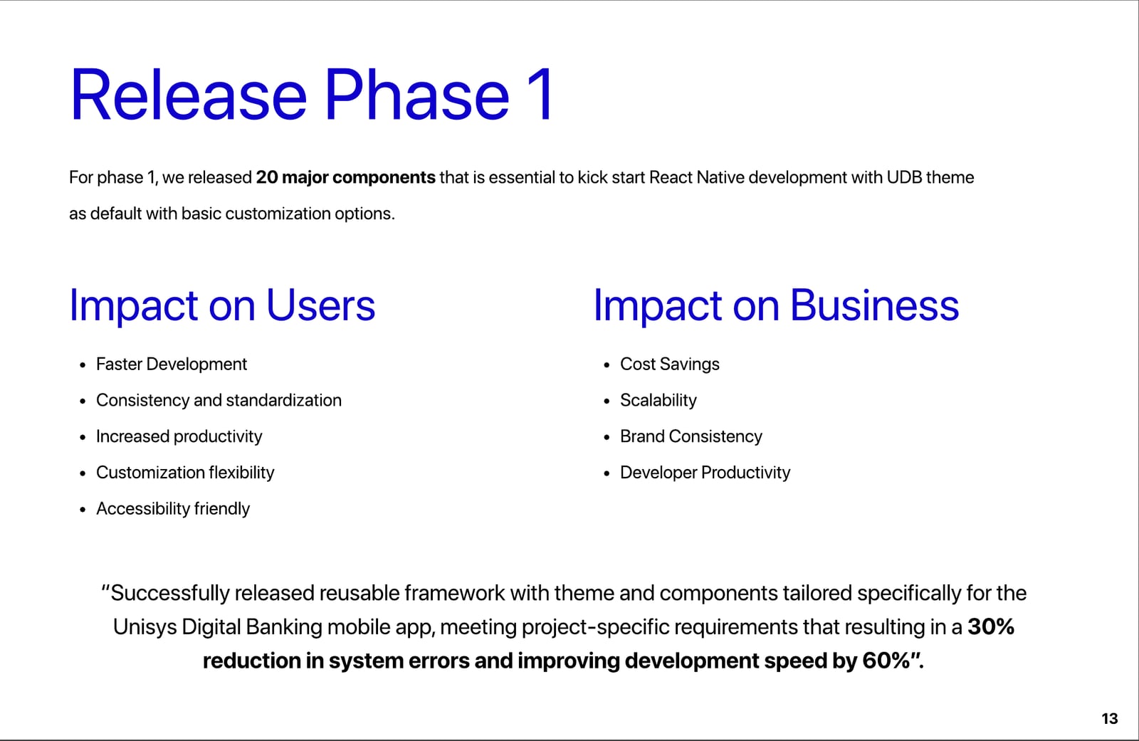 Release Phase 1: impact on users and business